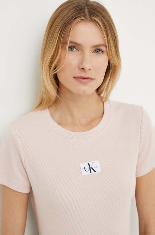 T-shirt Calvin Klein z krótkim rękawem w stylu casual z okrągłym dekoltem