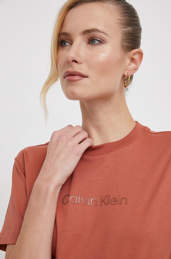 T-shirt Calvin Klein z okrągłym dekoltem z bawełny w stylu casual