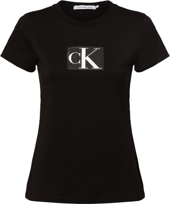 T-shirt Calvin Klein z okrągłym dekoltem z krótkim rękawem w młodzieżowym stylu