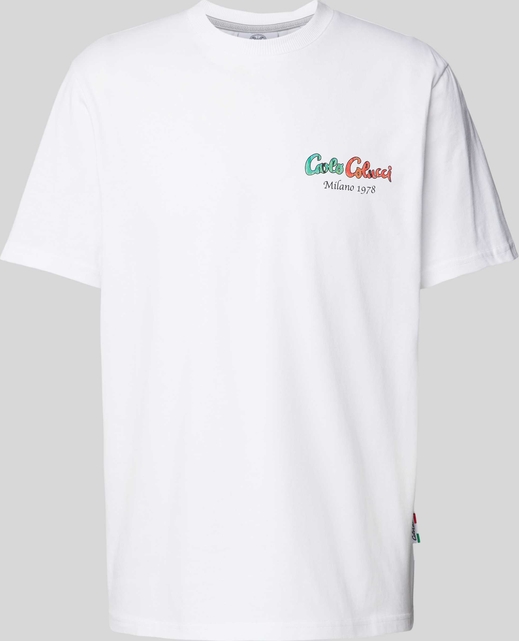 T-shirt Carlo Colucci z bawełny z krótkim rękawem z nadrukiem