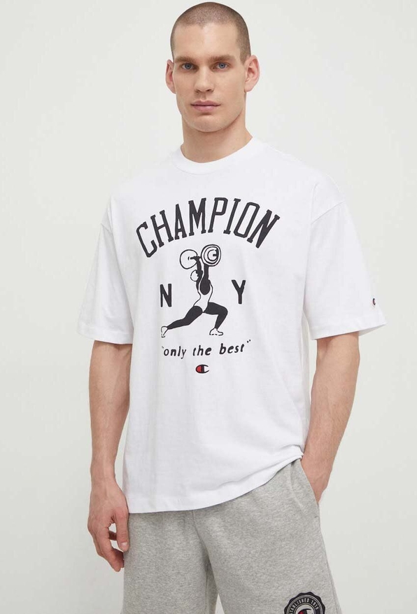 T-shirt Champion w sportowym stylu z bawełny z nadrukiem