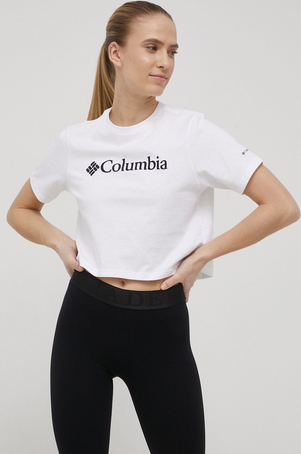 T-shirt Columbia w sportowym stylu z krótkim rękawem z okrągłym dekoltem
