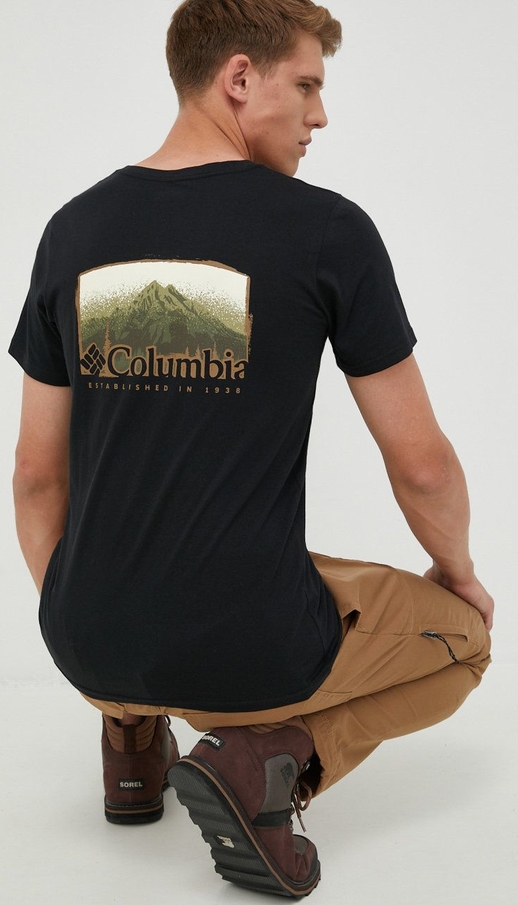 T-shirt Columbia w sportowym stylu z nadrukiem z bawełny