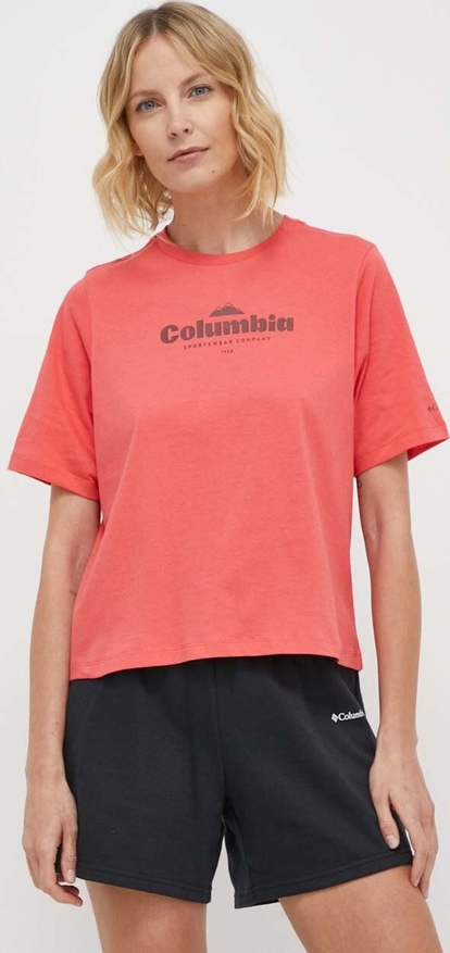 T-shirt Columbia z bawełny z krótkim rękawem w sportowym stylu