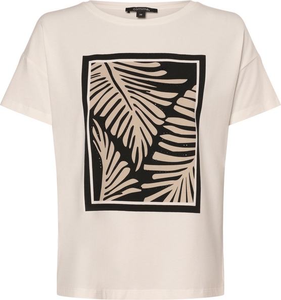 T-shirt comma, z bawełny z okrągłym dekoltem w młodzieżowym stylu