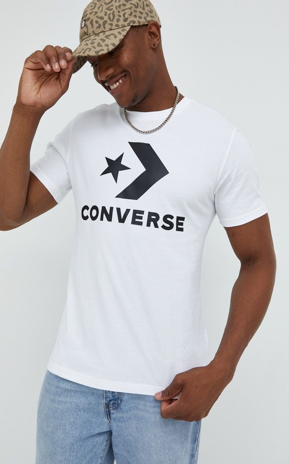 T-shirt Converse w młodzieżowym stylu z bawełny z krótkim rękawem