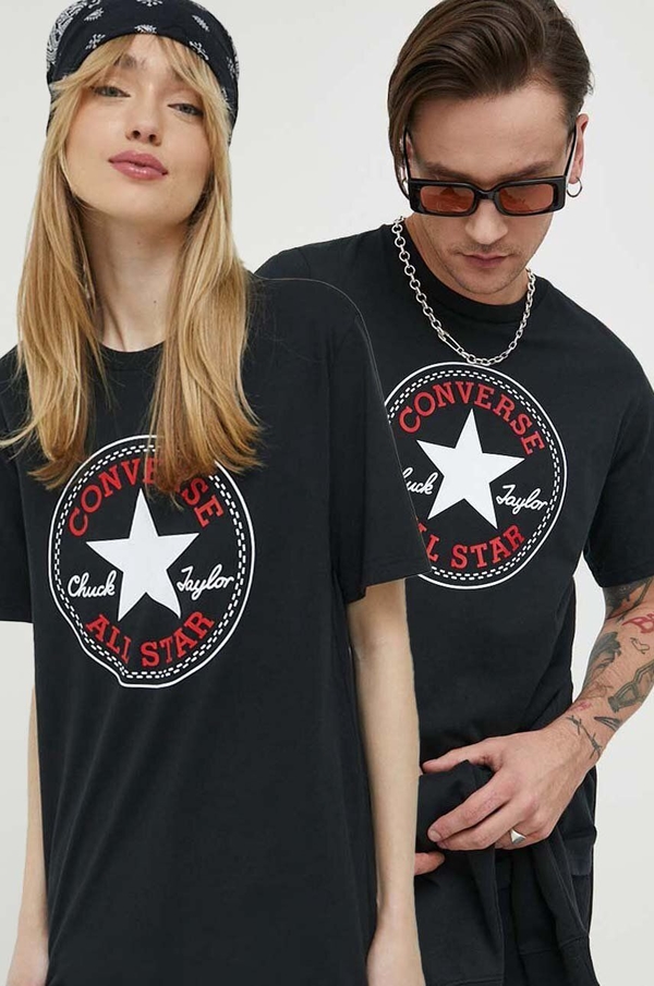 T-shirt Converse z bawełny w młodzieżowym stylu z okrągłym dekoltem