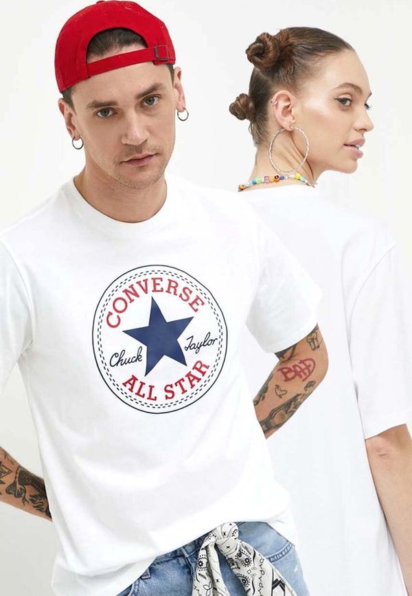 T-shirt Converse z bawełny z krótkim rękawem z nadrukiem