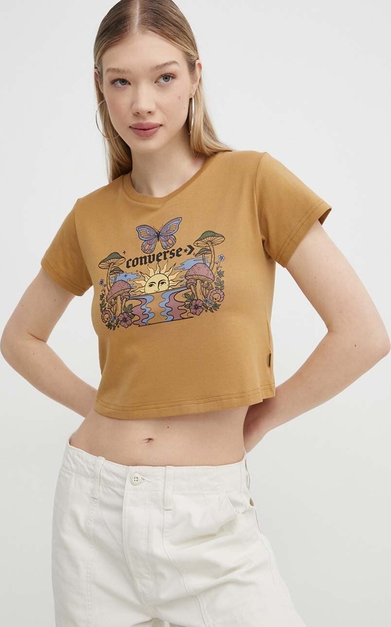 T-shirt Converse z nadrukiem w młodzieżowym stylu z krótkim rękawem
