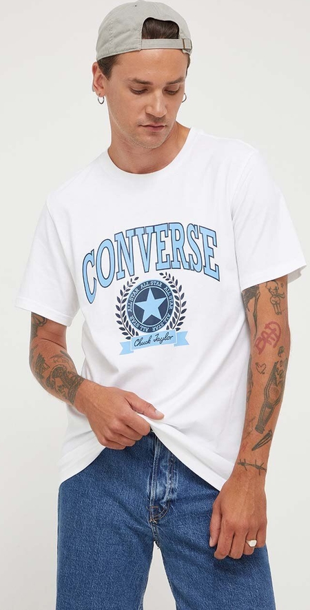 T-shirt Converse z nadrukiem z krótkim rękawem w młodzieżowym stylu