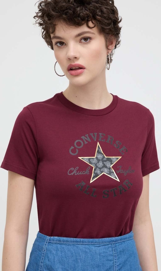 T-shirt Converse z nadrukiem z okrągłym dekoltem z bawełny