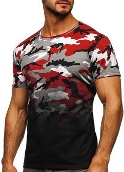 T-shirt Denley w militarnym stylu z krótkim rękawem w bożonarodzeniowy wzór