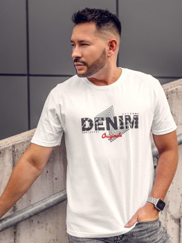 T-shirt Denley w młodzieżowym stylu z nadrukiem z bawełny