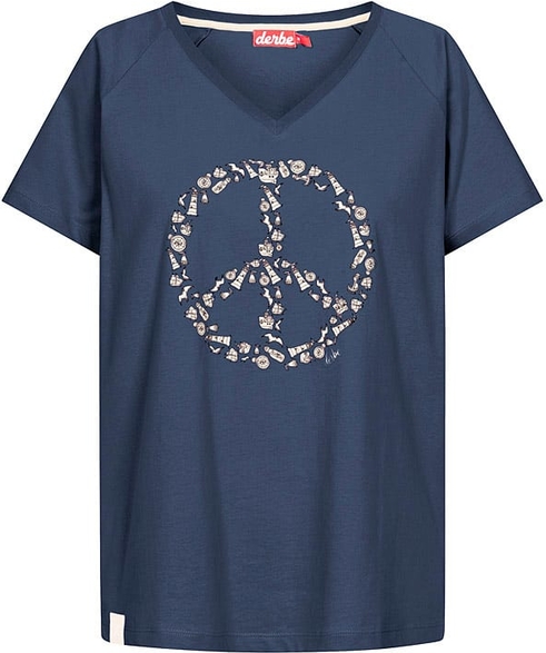 T-shirt Derbe w młodzieżowym stylu z bawełny z dekoltem w kształcie litery v