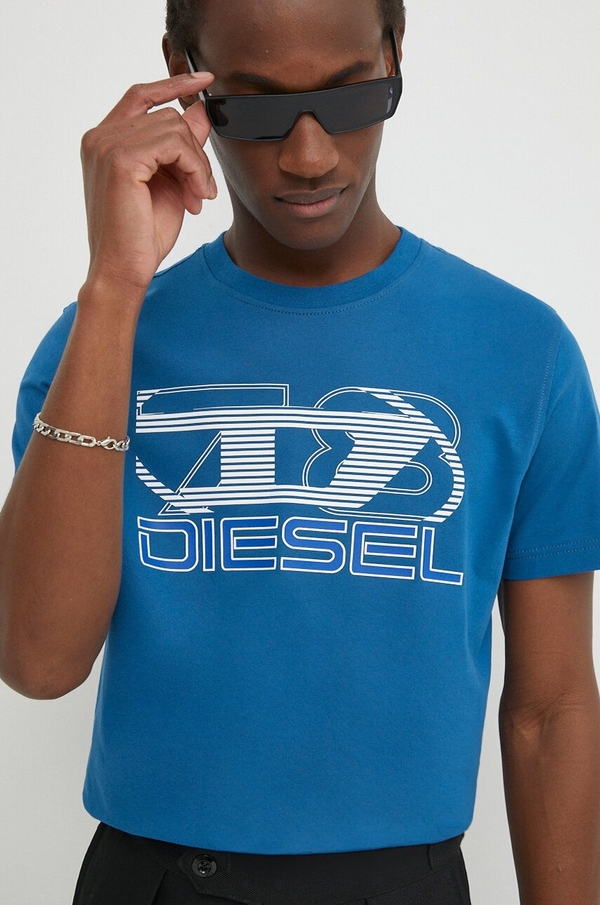 T-shirt Diesel w młodzieżowym stylu z krótkim rękawem z bawełny