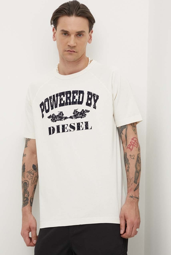 T-shirt Diesel z krótkim rękawem w młodzieżowym stylu