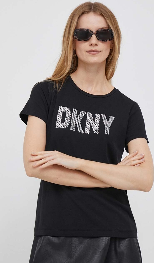 T-shirt DKNY z krótkim rękawem w młodzieżowym stylu