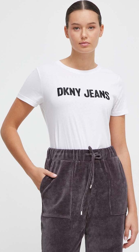 T-shirt DKNY z krótkim rękawem z okrągłym dekoltem