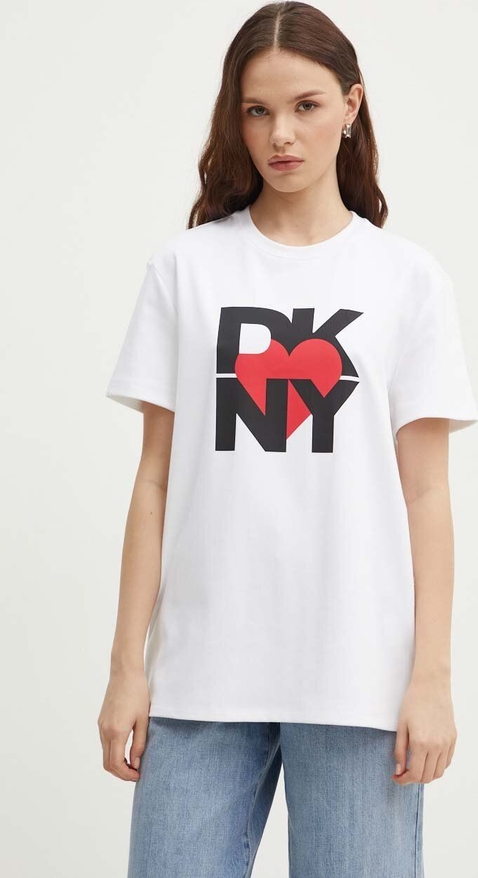 T-shirt DKNY z nadrukiem z okrągłym dekoltem