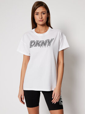 T-shirt DKNY z okrągłym dekoltem z bawełny z krótkim rękawem