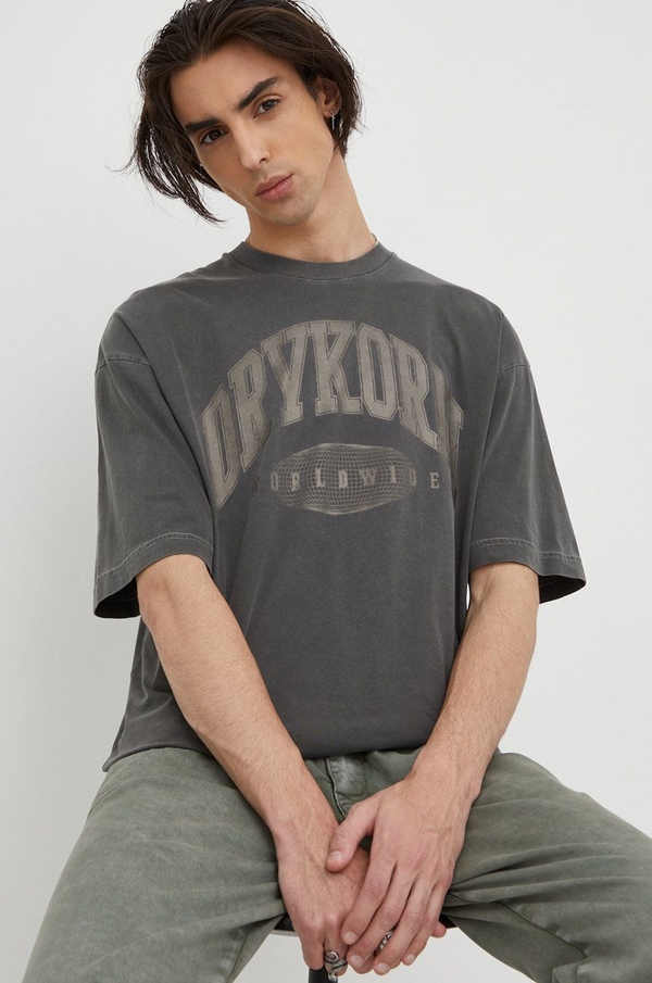 T-shirt Drykorn z bawełny z krótkim rękawem