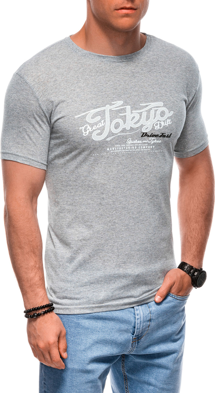 T-shirt Edoti w młodzieżowym stylu z nadrukiem z krótkim rękawem