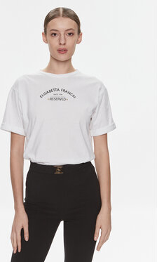 T-shirt Elisabetta Franchi w młodzieżowym stylu z okrągłym dekoltem z krótkim rękawem