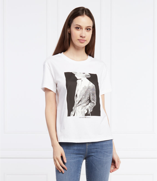 T-shirt Emporio Armani w młodzieżowym stylu z okrągłym dekoltem z krótkim rękawem