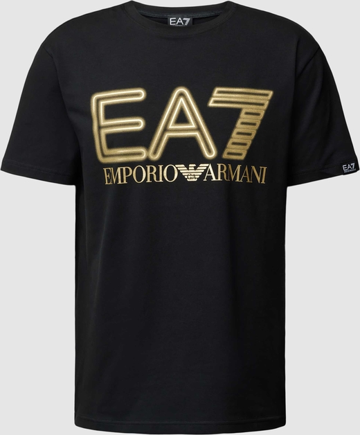 T-shirt Emporio Armani z bawełny z nadrukiem z krótkim rękawem