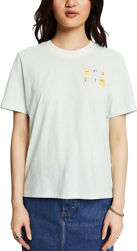 T-shirt Esprit w młodzieżowym stylu z bawełny z okrągłym dekoltem