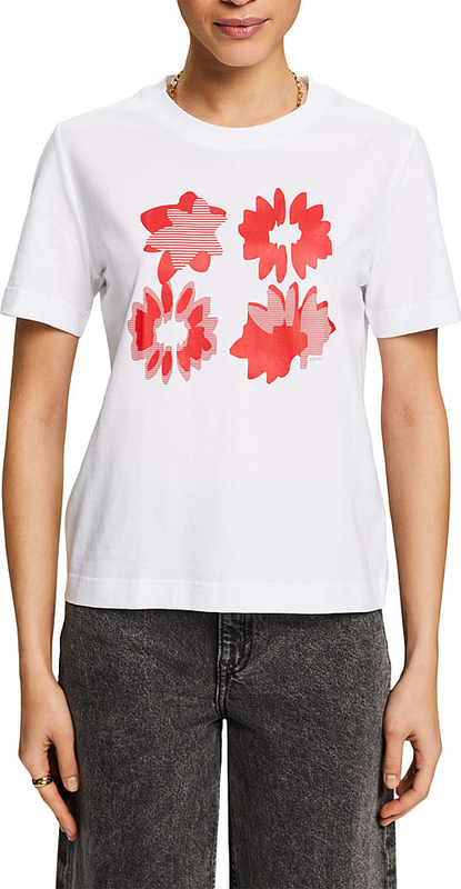T-shirt Esprit z krótkim rękawem w młodzieżowym stylu z bawełny