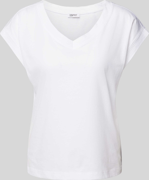 T-shirt Esprit z krótkim rękawem z dekoltem w kształcie litery v w stylu casual