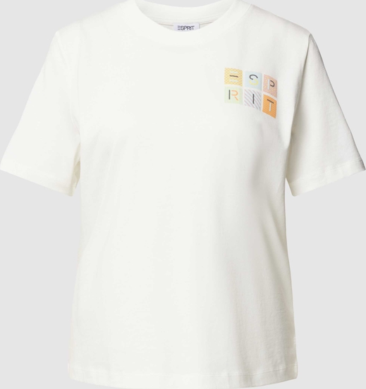 T-shirt Esprit z krótkim rękawem z okrągłym dekoltem z bawełny