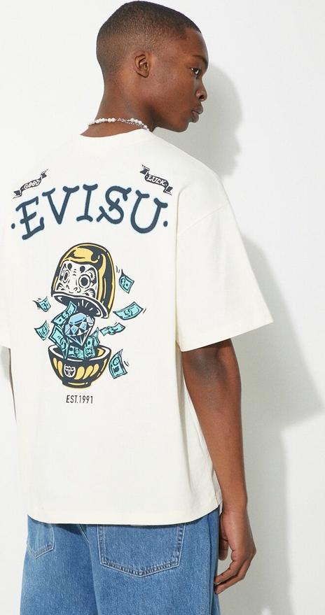 T-shirt Evisu w młodzieżowym stylu z bawełny z krótkim rękawem