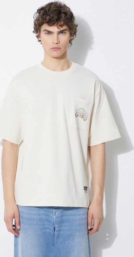 T-shirt Evisu w stylu casual z bawełny z nadrukiem