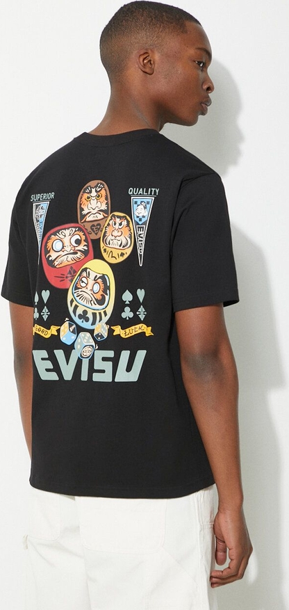 T-shirt Evisu z krótkim rękawem z bawełny w młodzieżowym stylu
