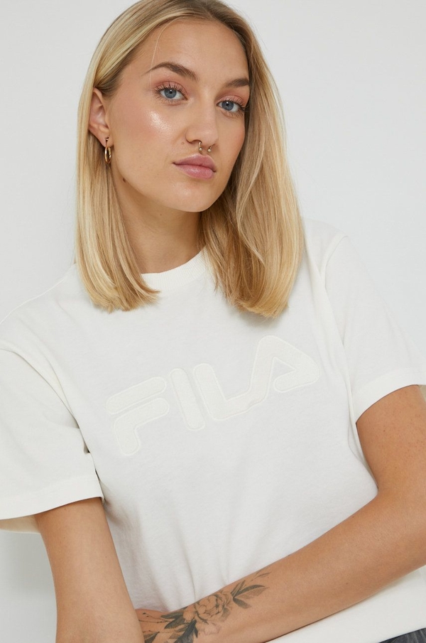 T-shirt Fila w sportowym stylu z okrągłym dekoltem z krótkim rękawem