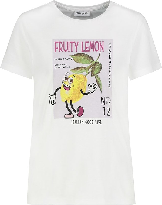 T-shirt Fresh Made z okrągłym dekoltem z bawełny w młodzieżowym stylu