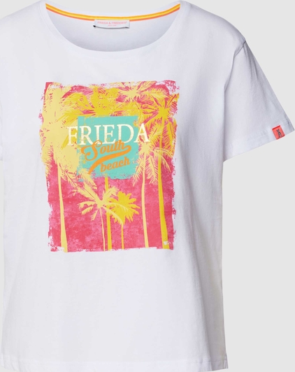 T-shirt Frieda & Freddies z nadrukiem z krótkim rękawem w młodzieżowym stylu