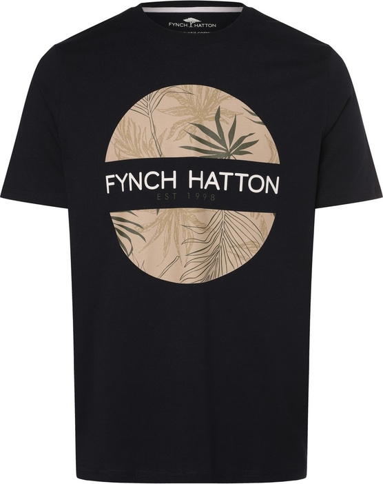 T-shirt Fynch Hatton w stylu klasycznym z nadrukiem z bawełny