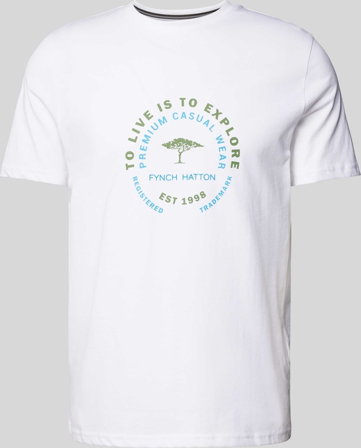 T-shirt Fynch Hatton z nadrukiem z bawełny w młodzieżowym stylu