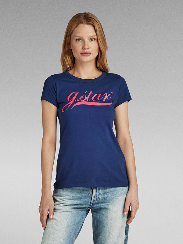 T-shirt G-star z okrągłym dekoltem z bawełny