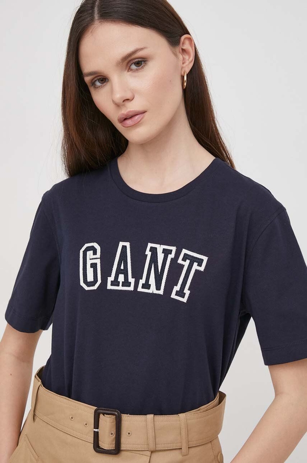 T-shirt Gant z bawełny z okrągłym dekoltem