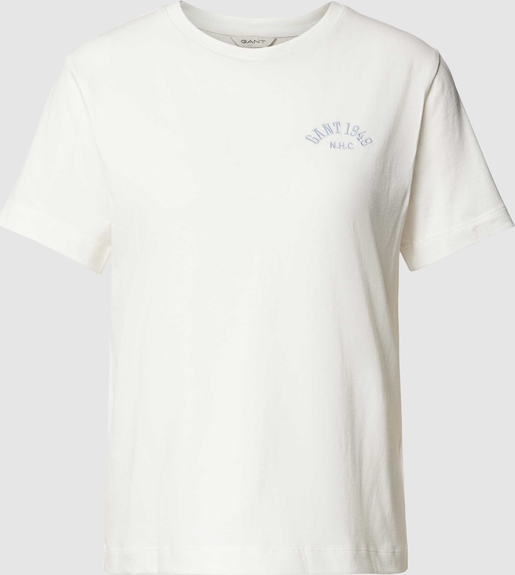 T-shirt Gant z bawełny z okrągłym dekoltem w stylu casual