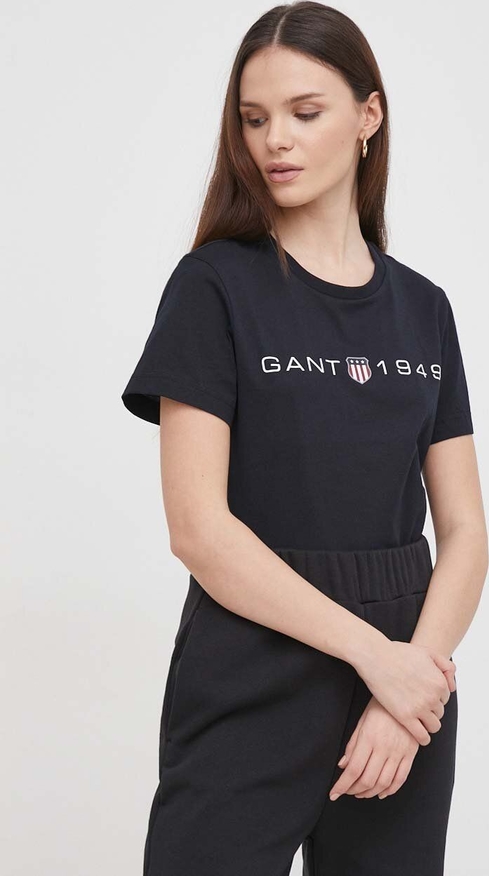 T-shirt Gant z krótkim rękawem w młodzieżowym stylu z okrągłym dekoltem