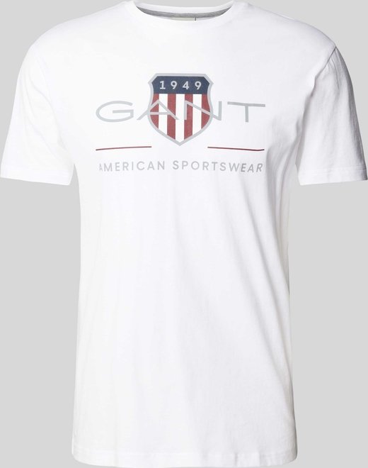T-shirt Gant z krótkim rękawem z bawełny z nadrukiem