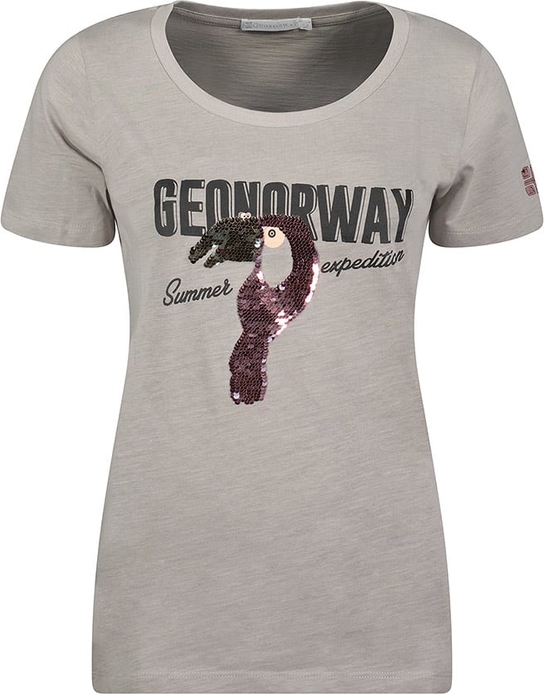 T-shirt Geographical Norway z bawełny w sportowym stylu z okrągłym dekoltem