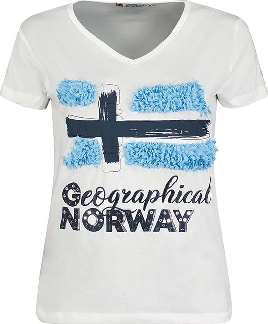 T-shirt Geographical Norway z bawełny z okrągłym dekoltem