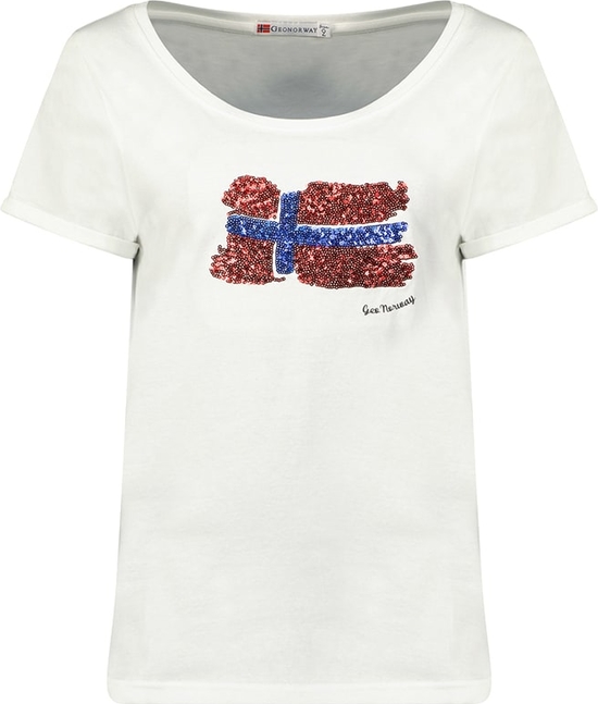 T-shirt Geographical Norway z krótkim rękawem z okrągłym dekoltem w młodzieżowym stylu
