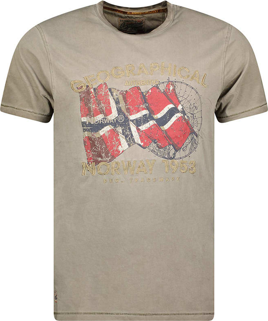 T-shirt Geographical Norway z nadrukiem z bawełny